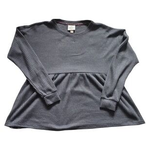Knox‎ Rose Waffle Knit Tunic Top Long Sleeve Babydoll Style Gray X Small